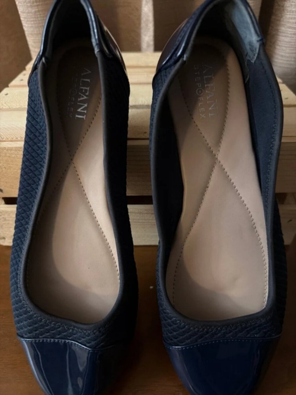 Alfani Navy Blue Quilted Ballet Flats – Women’s Size 8